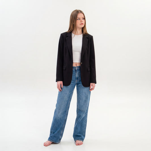 Blazer ejecutiva elegante con botón Carey