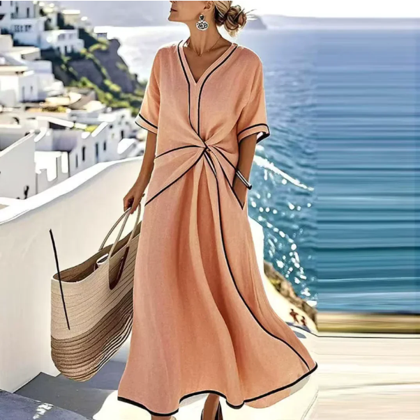 Vestido con Ribete Negro | Calma Blanca