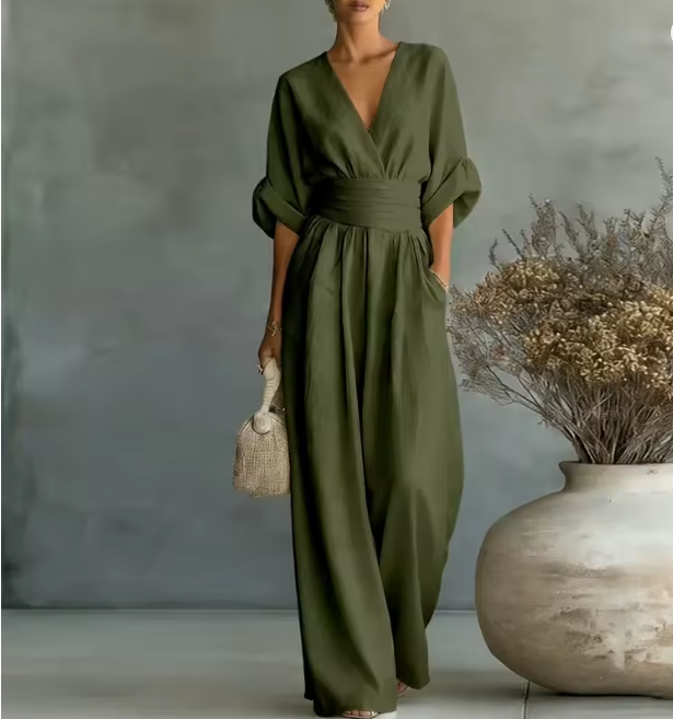 Vestido con cuello en V profundo | Vida Costera