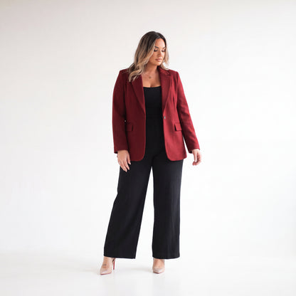 Blazer ejecutiva elegante con botón Carey