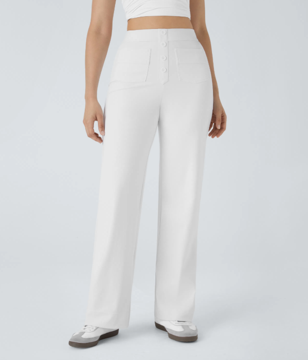 Sofia | Pantalones casuales rectos de cintura alta con bolsillos, cómodos para el día a día