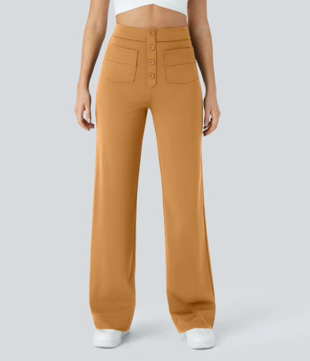 Sofia | Pantalones casuales rectos de cintura alta con bolsillos, cómodos para el día a día