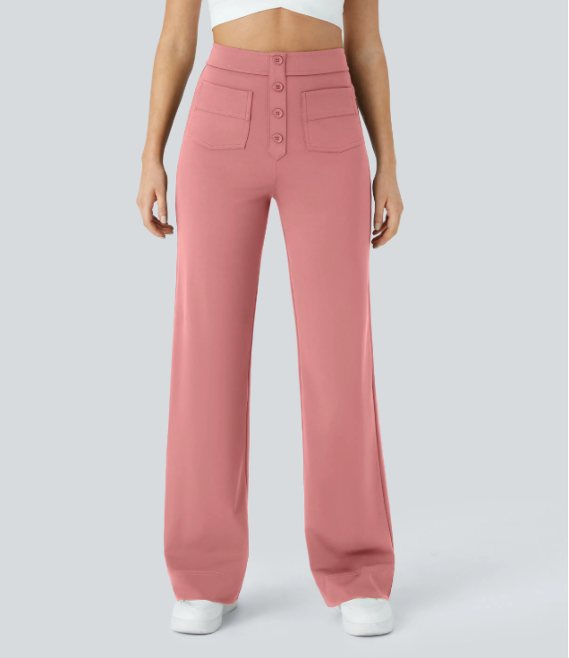 Sofia | Pantalones casuales rectos de cintura alta con bolsillos, cómodos para el día a día