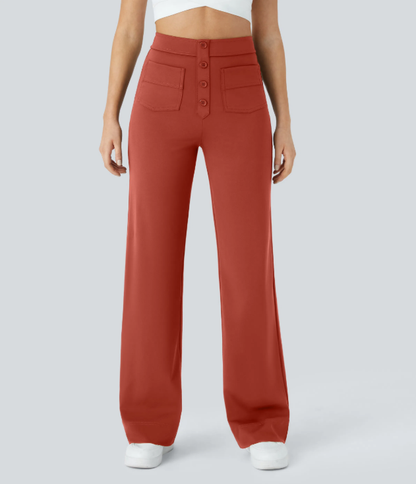 Sofia | Pantalones casuales rectos de cintura alta con bolsillos, cómodos para el día a día